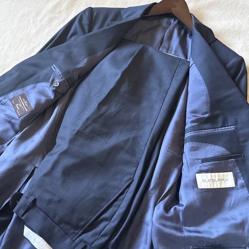 Suitsupply Vitale Barberis Wool Super 110s Navy Blue 2 Piece Suit 36R 31W